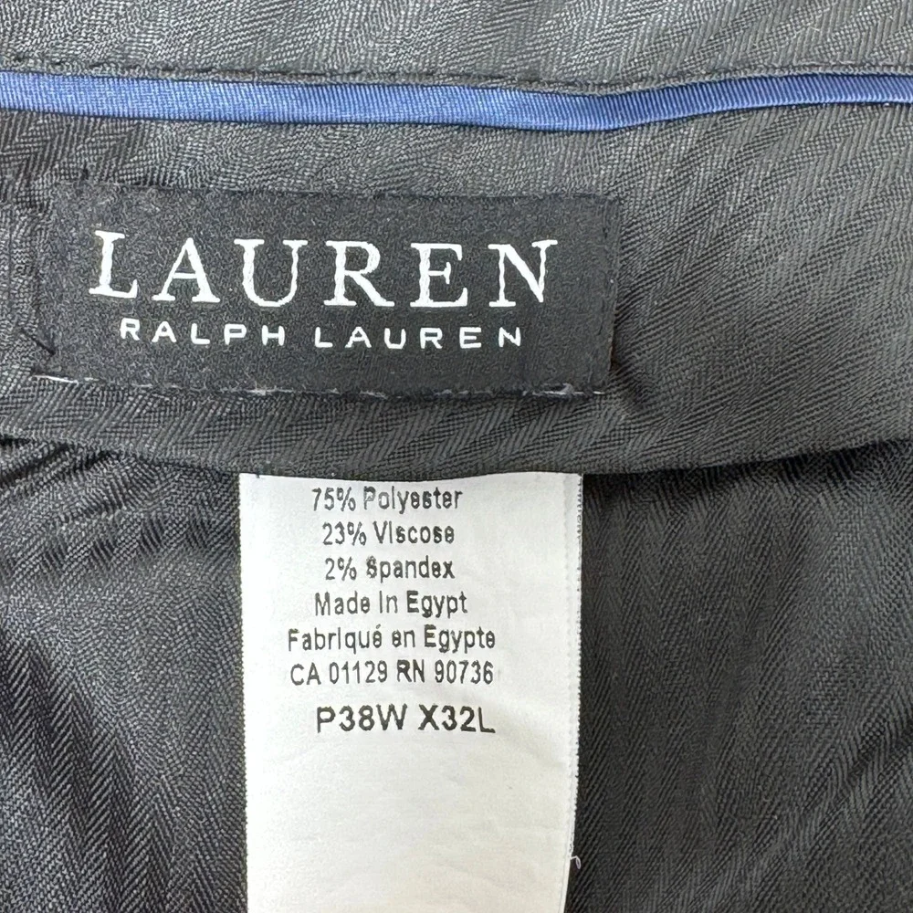Lauren Ralph Lauren Dress Pants Mens 38 Navy Blue Houndstooth Flat Front Slim